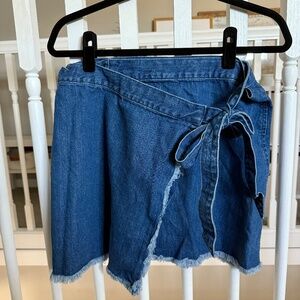 Madewell denim wrap mini skirt